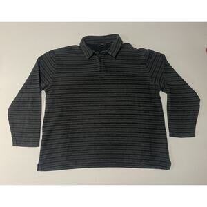 Vince Shirt Mens XXL Gray Striped Long Sleeve Polo Relaxed Fit Soft Cotton